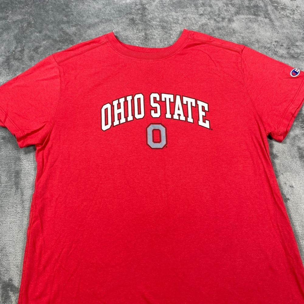 Ohio State Buckeyes T Shirt Womens Large Spellout Center Logo College Team Champ